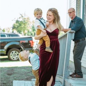 Velvet Bridesmaids Dress, burgundy, size 6